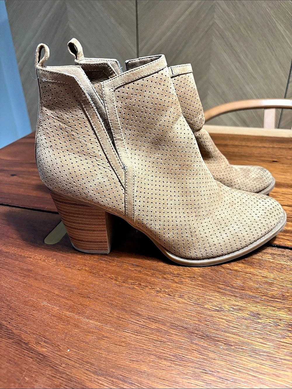 JustFab Nessina Perforated Ankle Boots Brown US 10